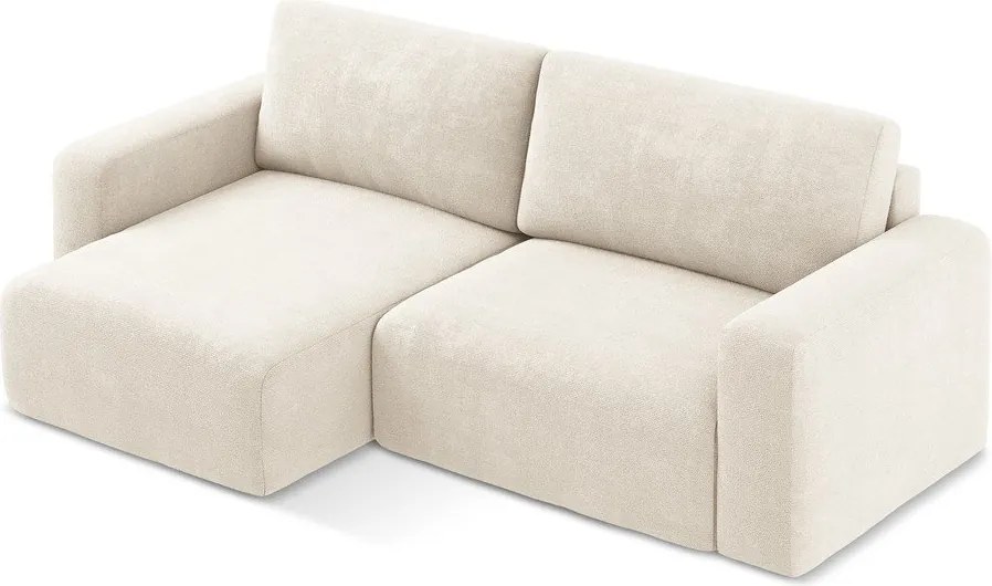 Кремав шенилов сгъваем/с място за съхранение ъглов диван (ляв ъгъл) Kona – Makamii