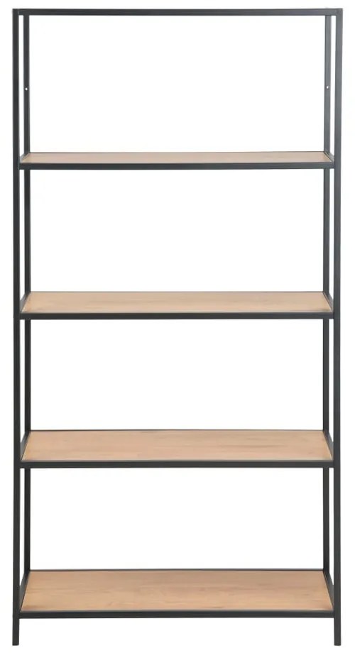 Черна/естествена библиотека от декор от дъб 77x150 cm Seaford – Actona