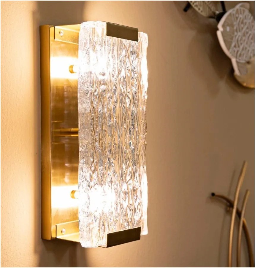 Стъклена стенна лампа в златист цвят Oblin – Mauro Ferretti