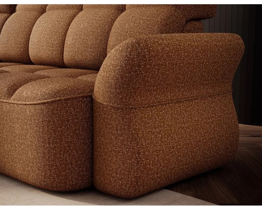 Жълт/кафяв кадифен сгъваем/с място за съхранение ъглов диван (ляв ъгъл) Beneth – ELTAP