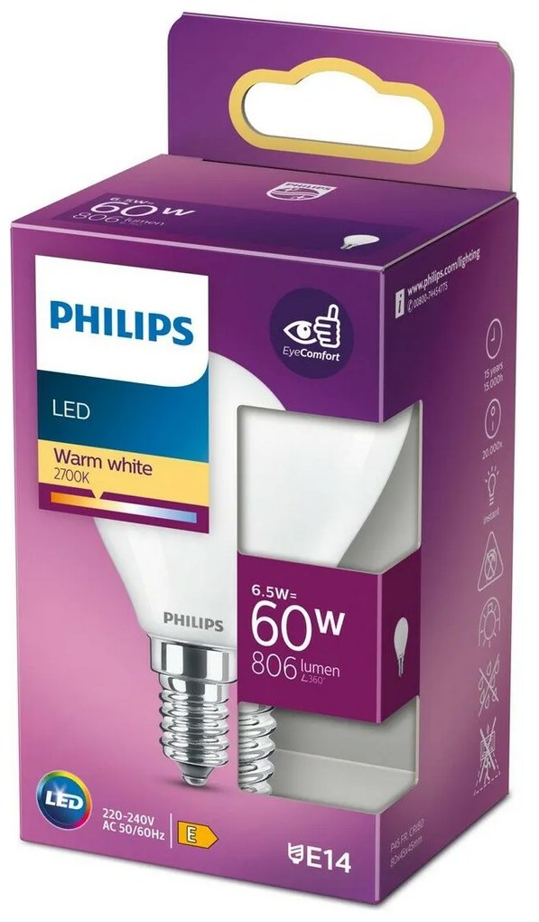 LED крушка Philips Wiz E14 6,5 W 806 lm (2700 K) (Ø 4,5 x 8 cm)