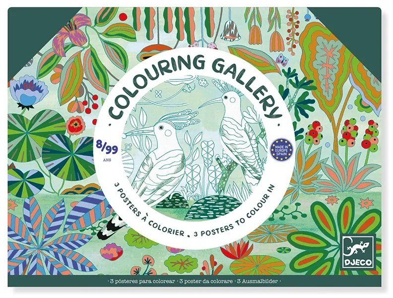 Djeco - Комплект картини за оцветяване 3бр. в папка джунгла DJ08690