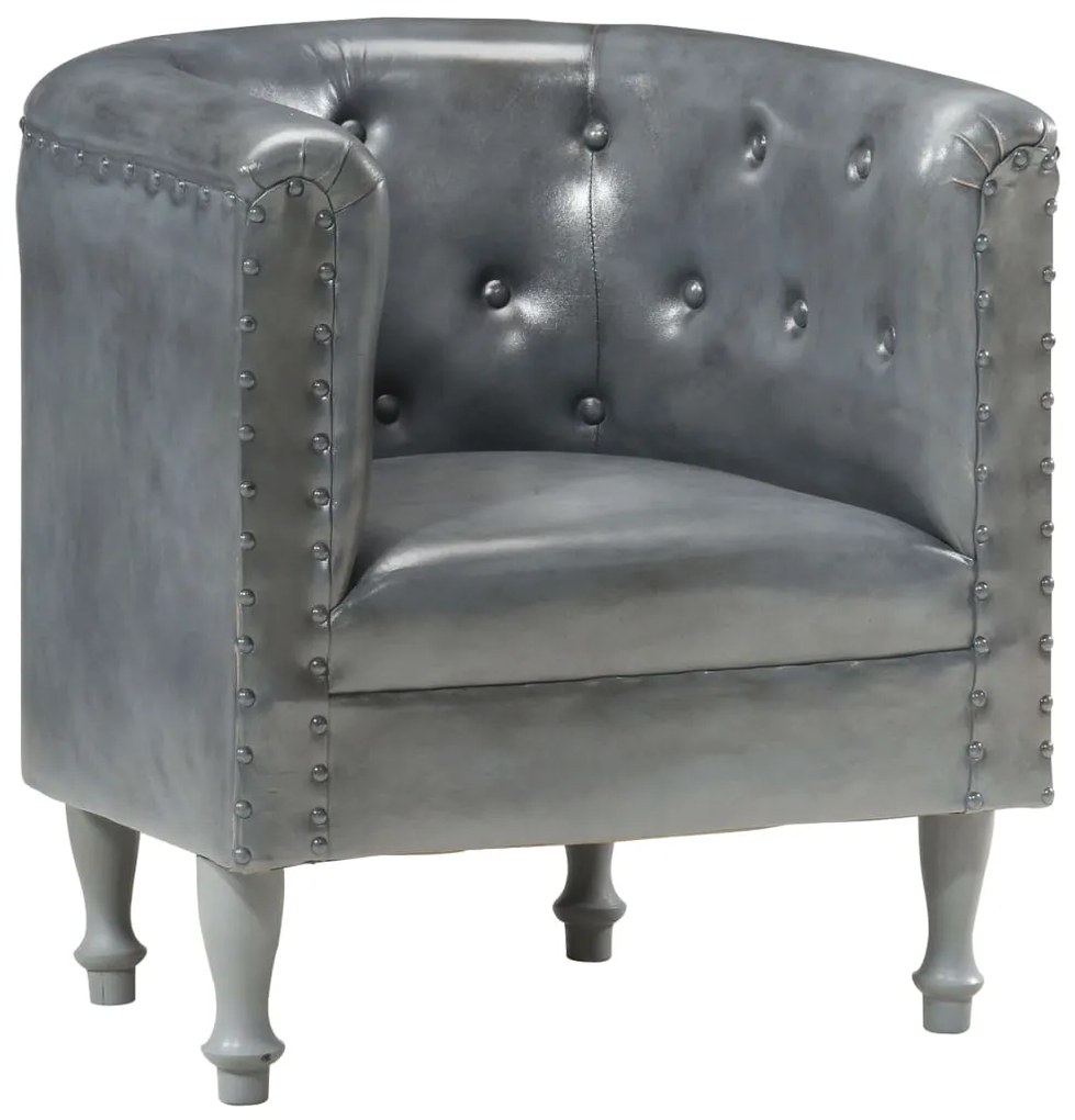 286594 vidaXL Фотьойл, сив, естествена кожа