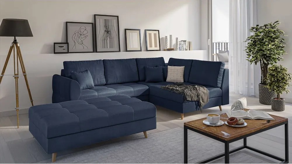 Тъмносиня табуретка за крака Ariella - Ropez