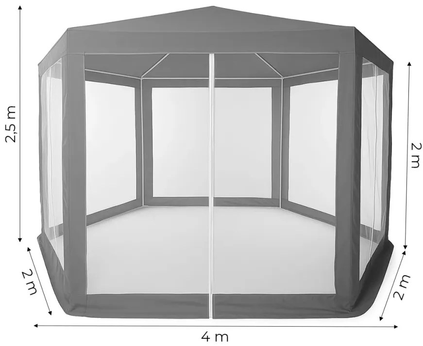 Градинска беседка с мрежа против комари 2 x 2 м Сив