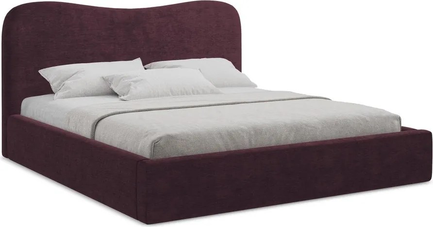 Тъмнолилаво двойно легло 140x200 cm тапицирано с място за съхранение с включена подматрачна рамка Kahai – Makamii