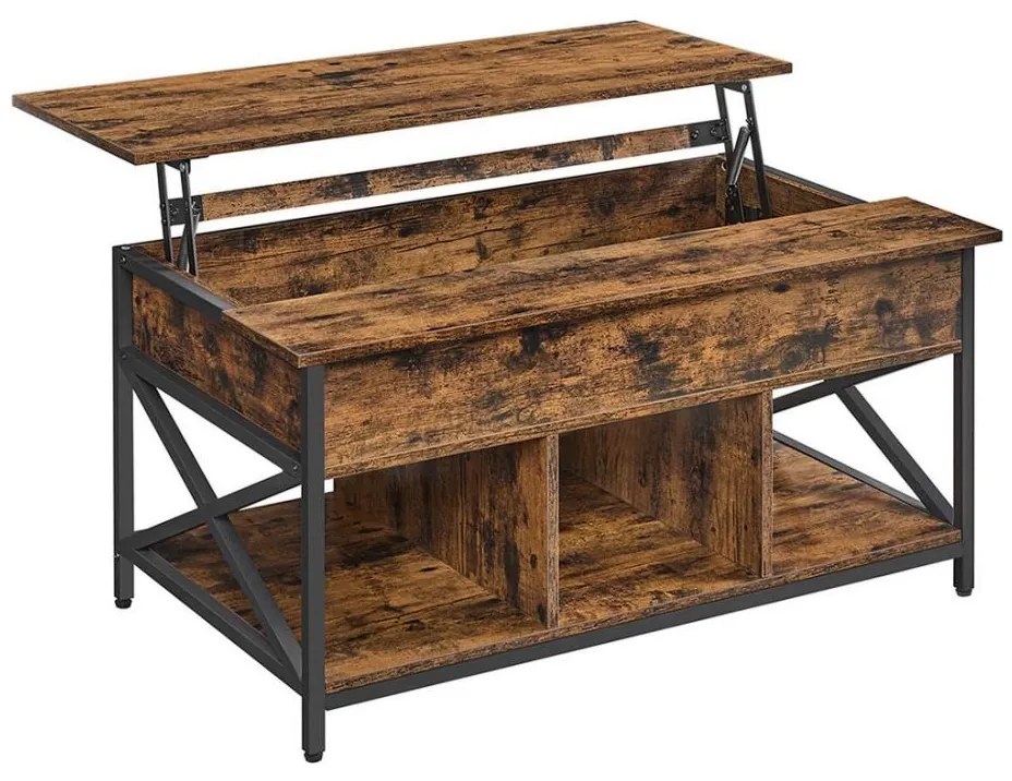 Холна маса с повдигащ се плот NYRO, кафява/черна