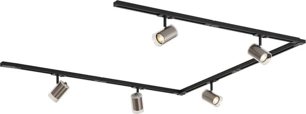 Modern railsysteem zwart met 5 spots gunmetal 1-fase - Iconic Lloyd