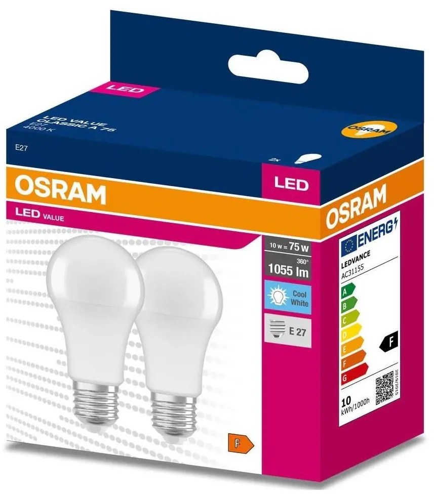 К-кт 2x LED Крушка A60 E27/10W/230V 4000K - Osram