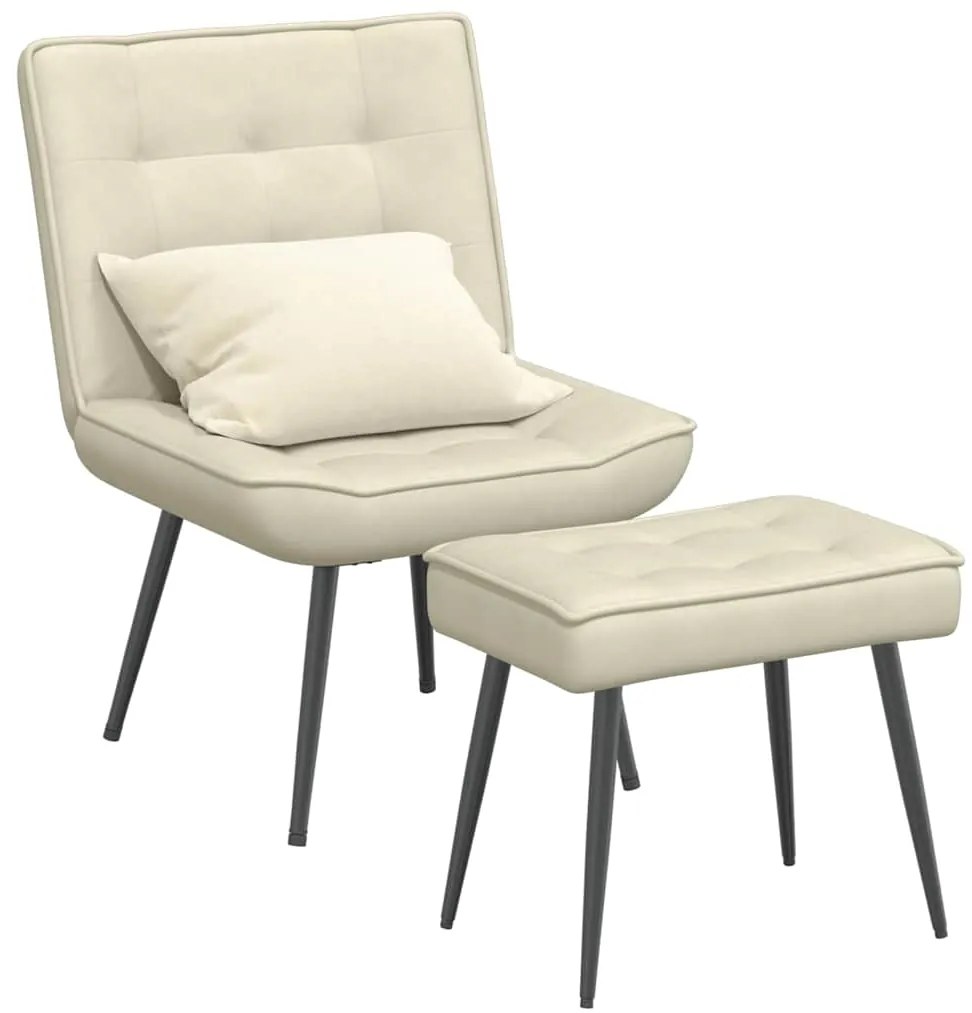 4012335 vidaXL Релаксиращ стол с табуретка Cream Velvet
