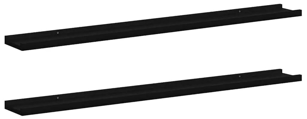 326665 vidaXL Стенни рафтове, 2 бр, черни, 100x9x3 см