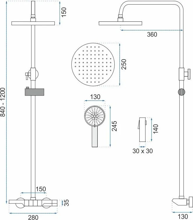 Комплект за душ REA Savio Led Black