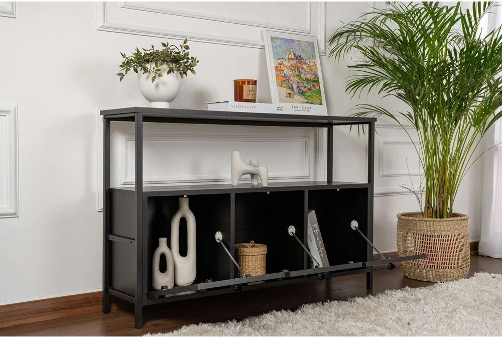 Черна матова конзолна маса 29,5x120 cm Solace – Kalune Design