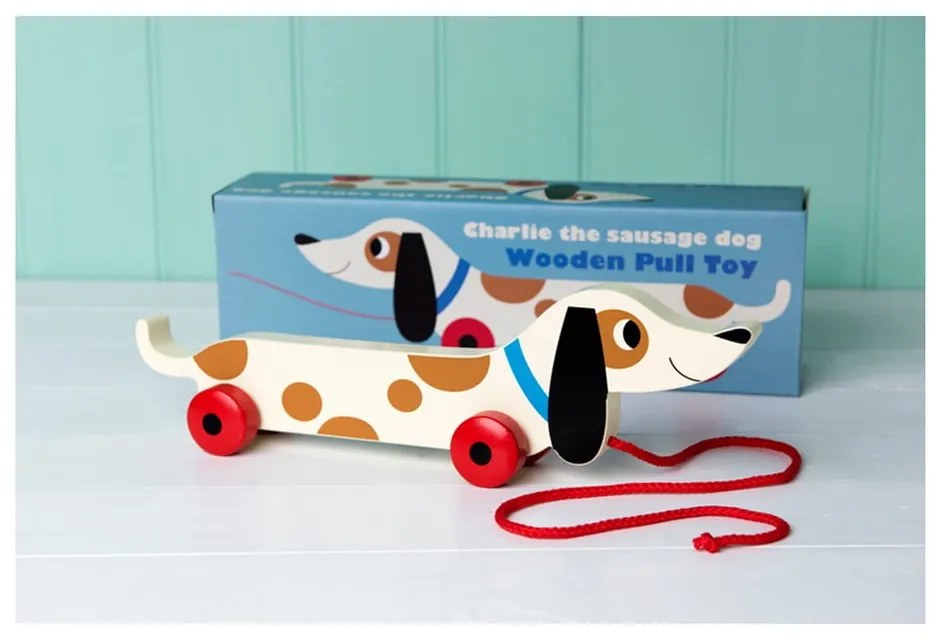 Дървен дакел за дърпане Charlie The Sausage Dog, дължина 31,5 cm Charlie the Sausage Dog - Rex London