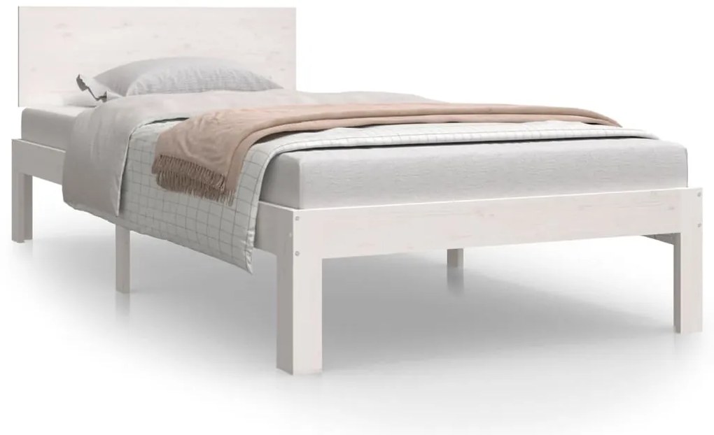 810481 vidaXL Рамка за легло, бяла, бор масив, 90x200 cм