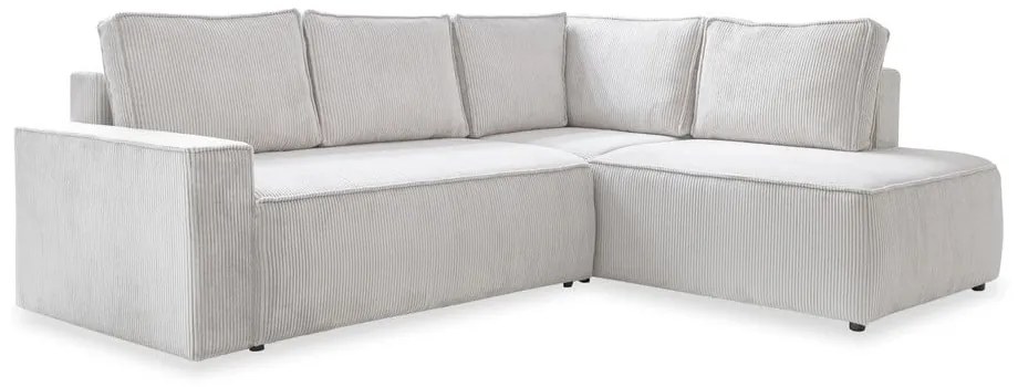 Бял разтегателен ъглов диван от рипсено кадифе (десен ъгъл) Brave Dave – Miuform