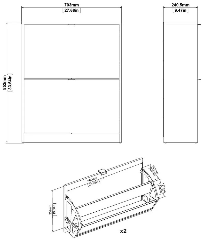 Сива накланяща се стойка за обувки Shoes – Tvilum
