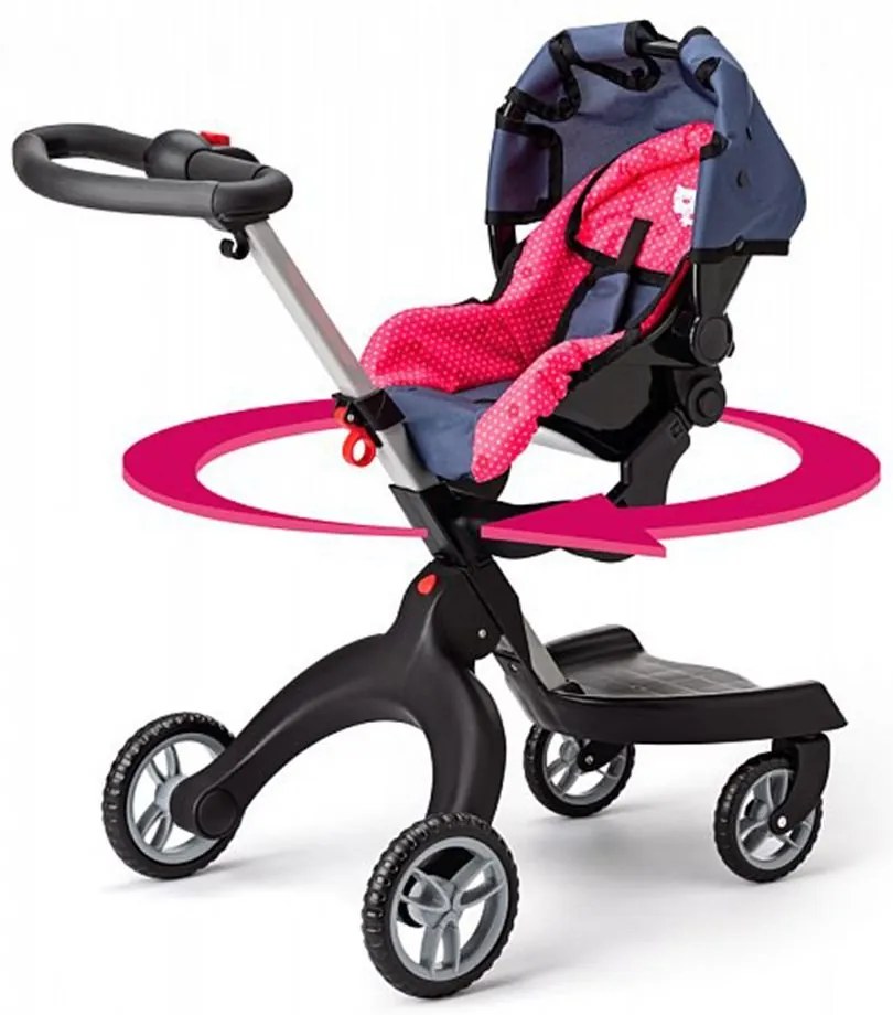 Woody - Модерна количка за кукли и столче за кола, 2в1