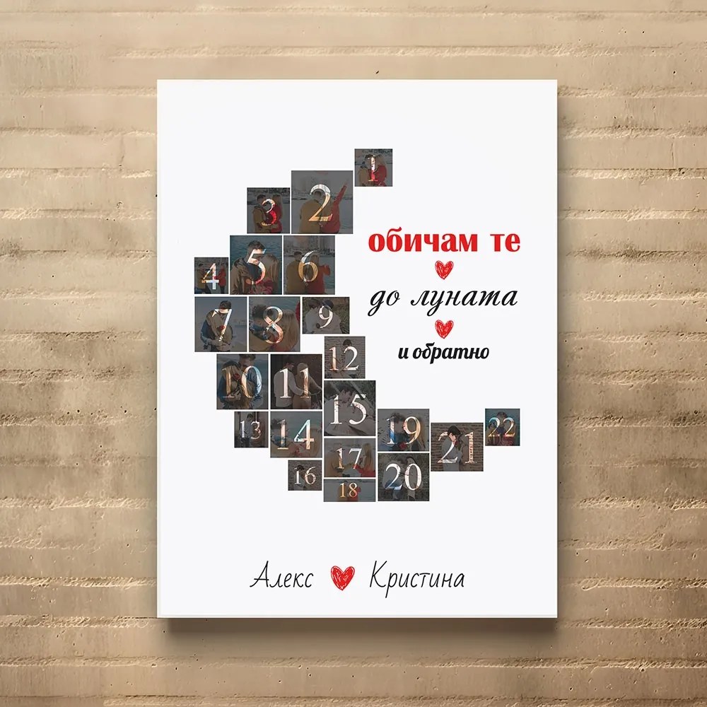 Картина от канава със снимки - До Луната и обратно