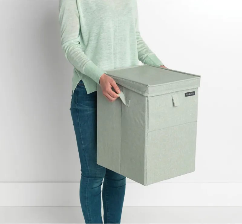 Кутия за пране Brabantia Stackable 1000829, 35 л, Преден отвор, Широк капак, Сгъваема, Зелен