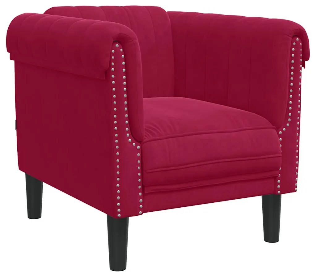 372569 vidaXL Фотьойл, виненочервен, кадифе