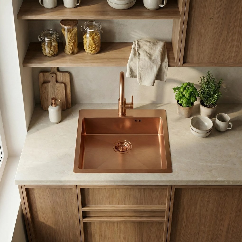 Стоманена мивка Leo 50 BRUSH COPPER