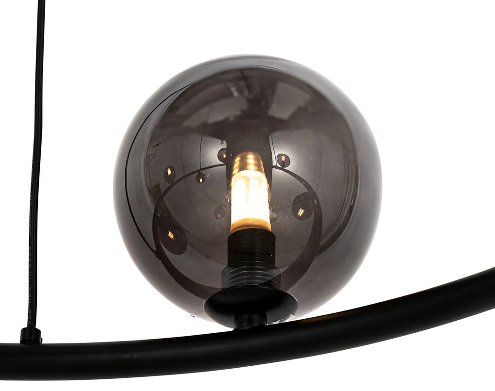 Черен висящ аплик с опушено стъкло кръгъл 8-светлина - Monaco