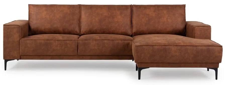 Кафяв ъглов диван от изкуствена кожа (десен ъгъл) Copenhagen - Scandic
