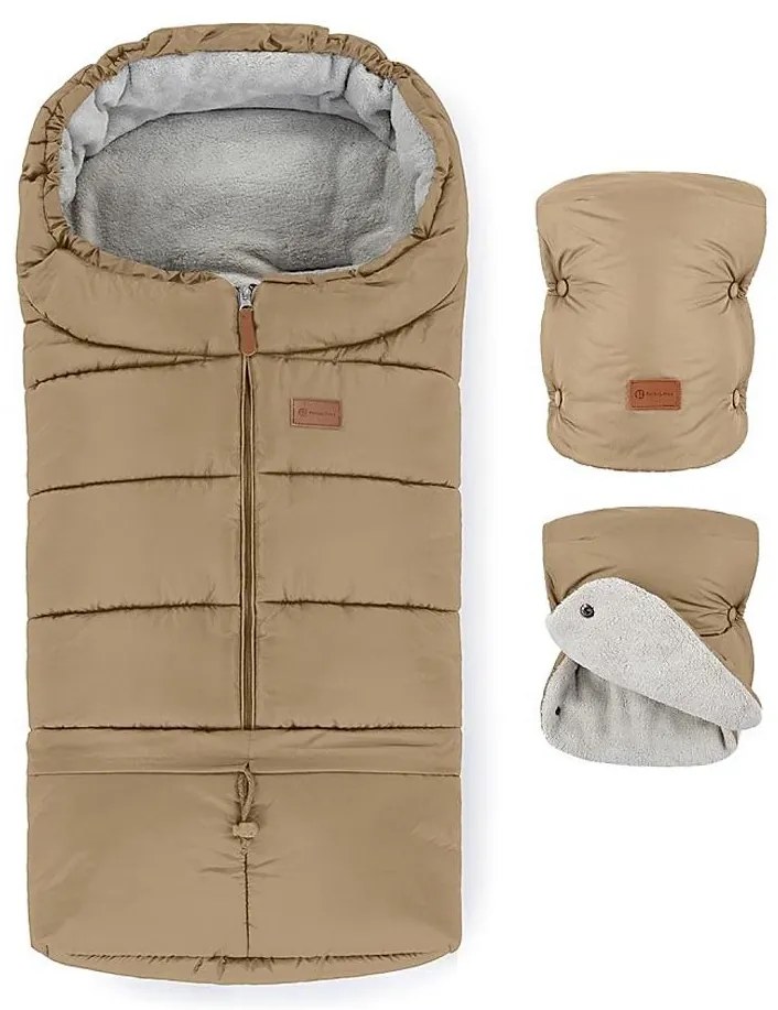 PETITE&MARS - Комплект детски чувал 3в1 JIBOT + ръкавици кафяв