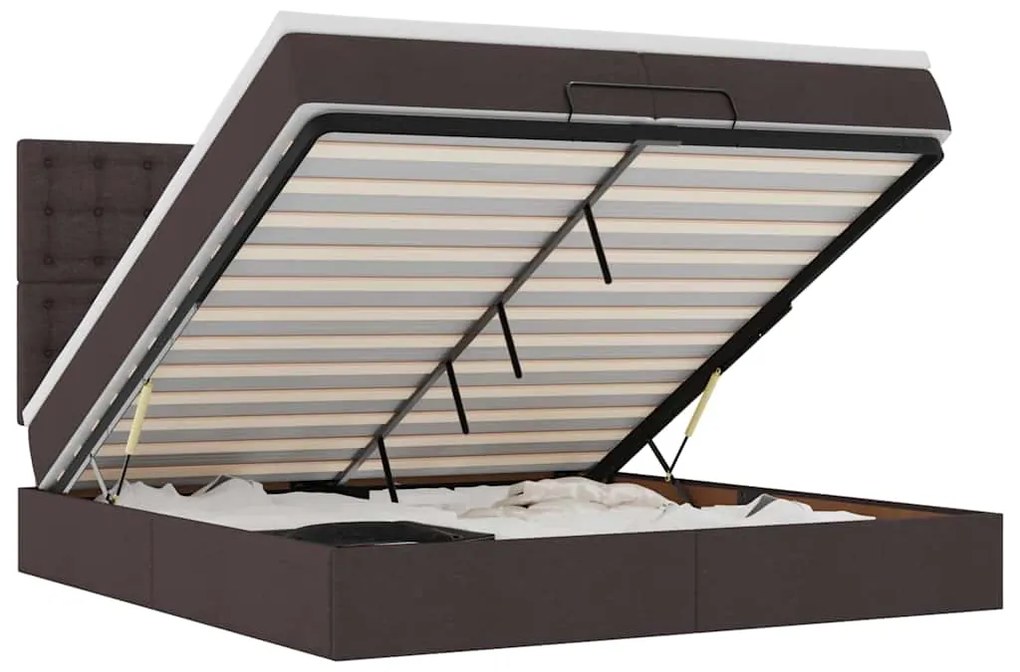 3314200 vidaXL Османска легло с матрак и LED, тъмнокафяво, 200x200 см, плат