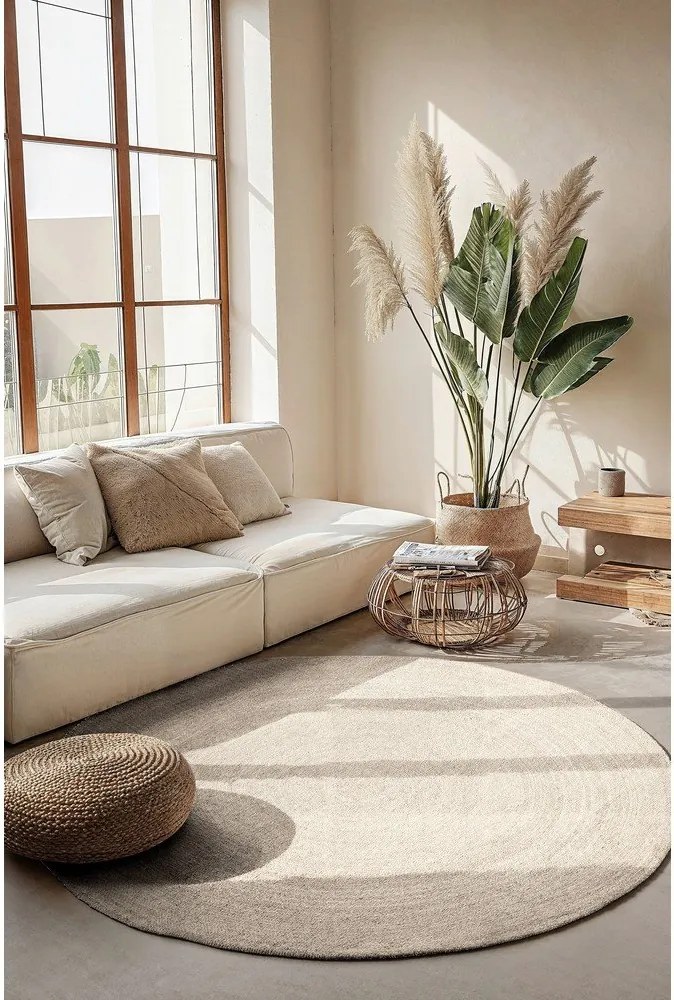Кремав двустранен/ръчно изработен ютен кръгъл килим ø 100 cm Braided – Hanse Home