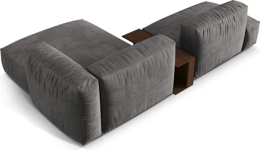 Сив кадифен модулен ъглов диван (десен ъгъл) Martina – Micadoni