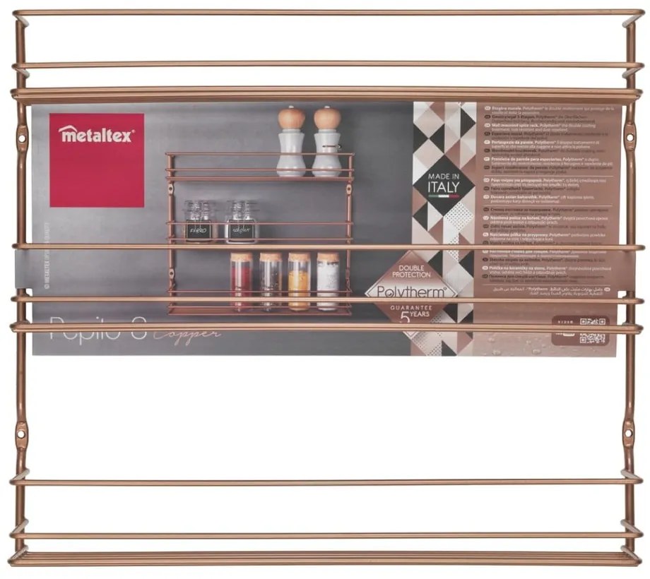 Стенна поставка за подправки с 3 рафта в меден цвят - Metaltex