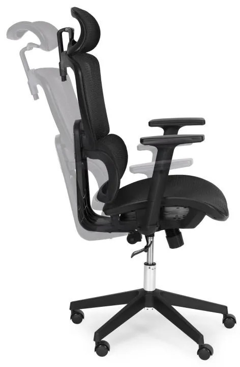 Ергономичен офис стол с регулируема облегалка за глава и мрежеста облегалка