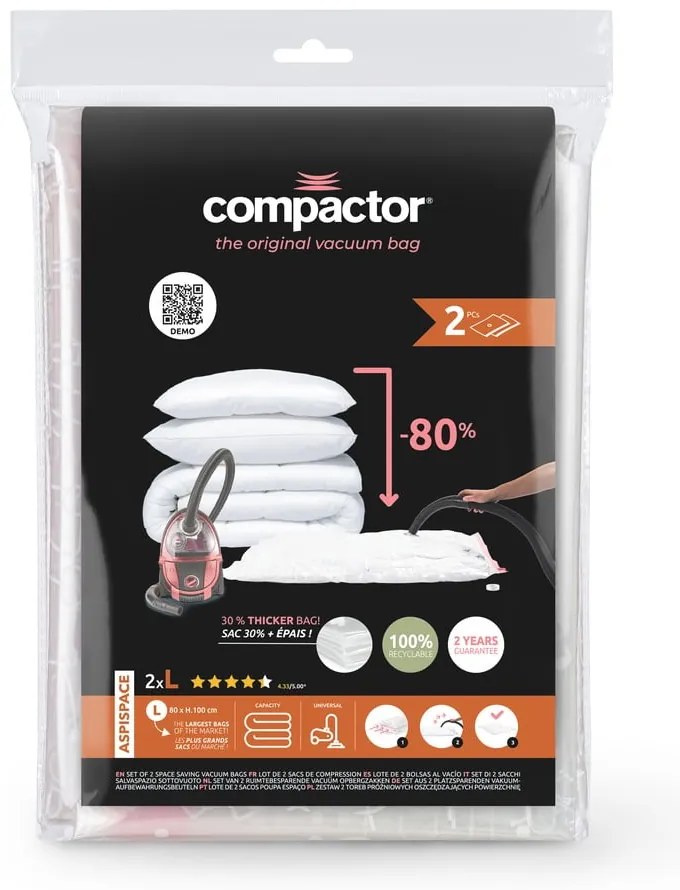 Вакуумни торбички в комплект от 2 броя Premium Valve L – Compactor