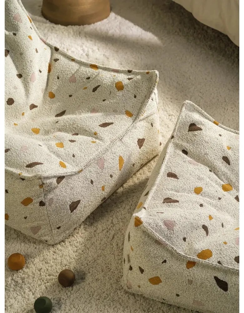 Бял детски пуф от букле и шенил Terrazzo Square – Wigiwama