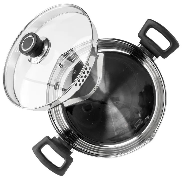 Тенджера Luigi Ferrero Sophia FR-3405, 24x13 см, 5.4 л, Стомана 18/10, Стъклен капак, Индукция, Инокс