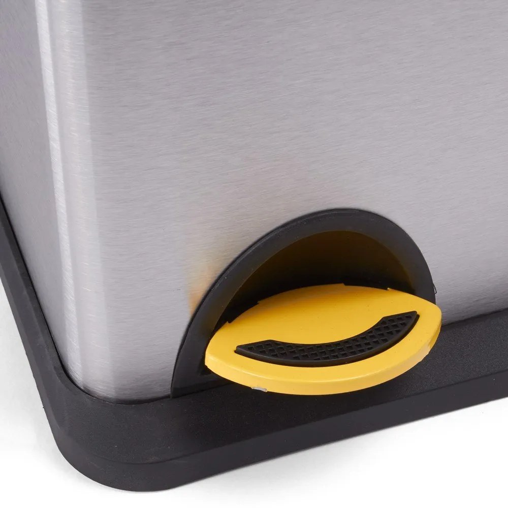 Стоманено кошче за боклук за рециклиране с педал в матово сребрист цвят 18+8 l Tri Selectif – MSV