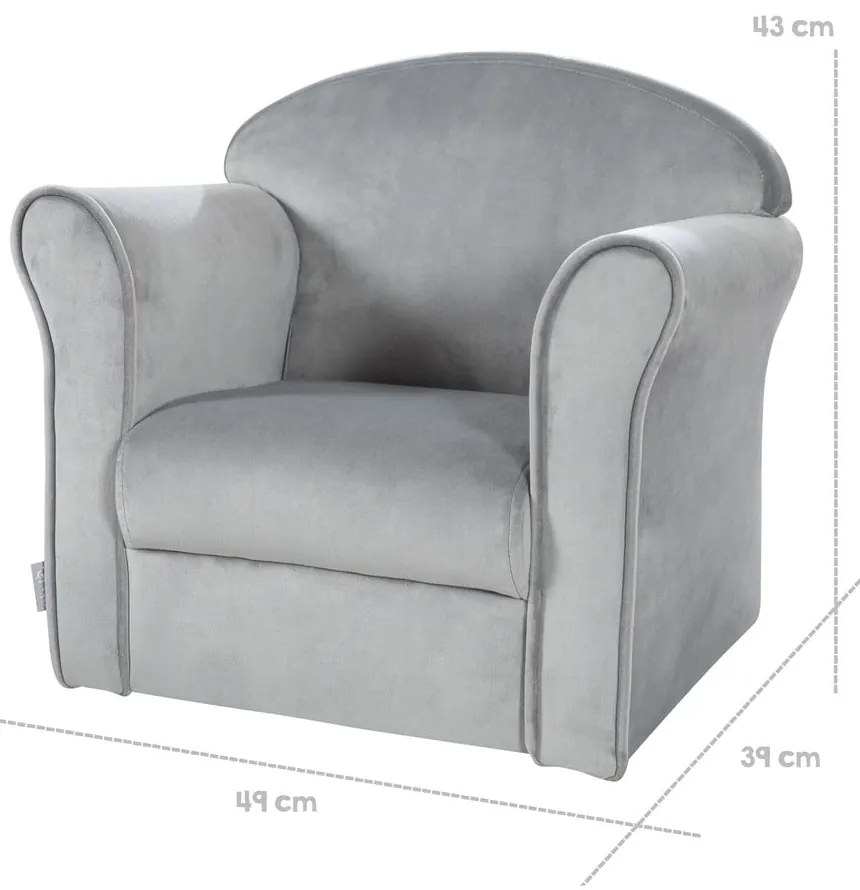 Светлосиво кадифено бебешко столче Lil Sofa - Roba