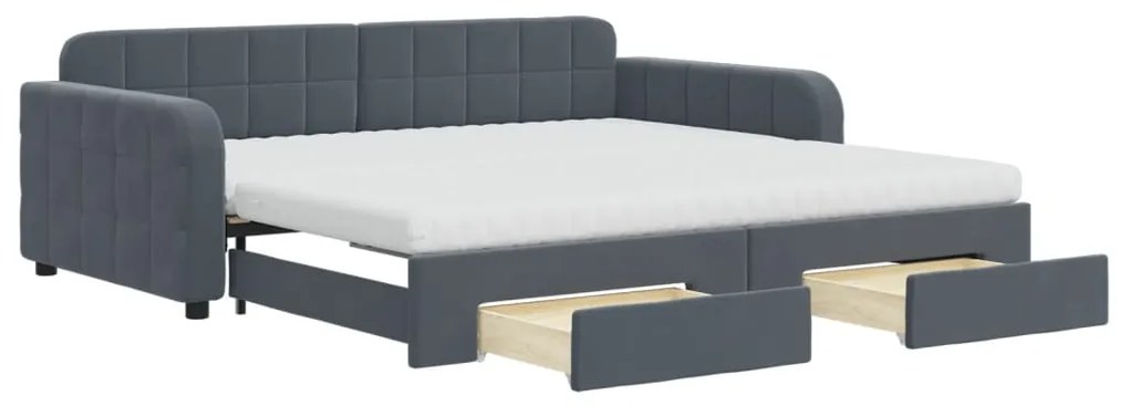 3197009 vidaXL Канапе с изтеглящо легло и чекмеджета, 100x200 см, кадифе