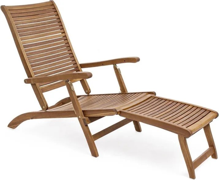 Градински шезлонг от масивно дърво в естествен цвят Noemi – Bizzotto