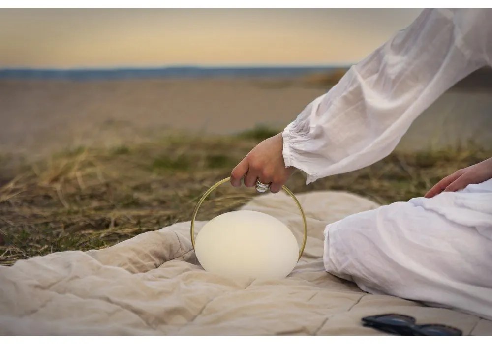 Бяла LED затъмняваща се настолна лампа (височина 19 cm) Orbit – UMAGE