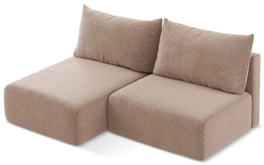 Светлокафяв разтегателен ъглов диван с място за съхранение (ляв ъгъл) Kalena – Makamii