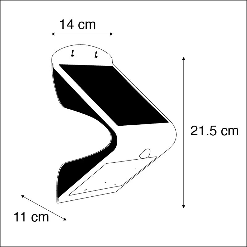 Външна стенна лампа бяла 21,5 см с димиране и сензор на слънчева енергия - Daya