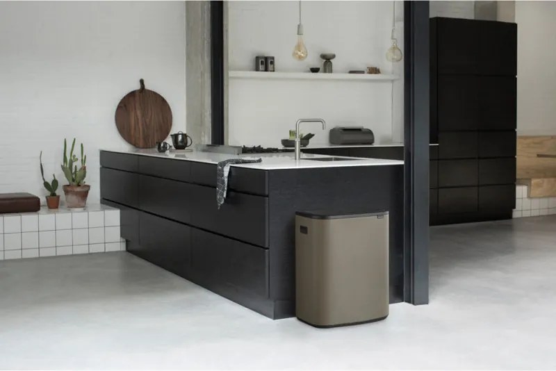 Кош за боклук Brabantia Bo Touch 1001271, 2x30 л, Плавно и безшумно отваряне, Голям отвор, Тъмносив