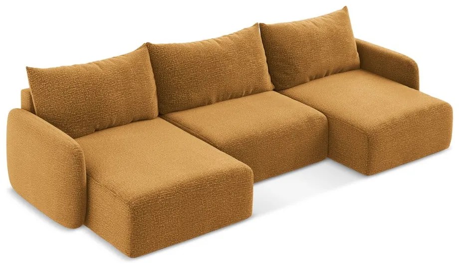 Оранжев разтегателен ъглов диван с място за съхранение Kalena – Makamii