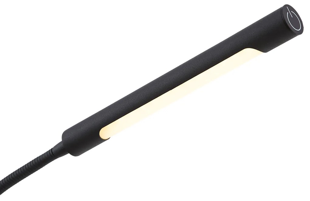 Модерна подова лампа черна вкл. LED 3-степенно димируема акумулаторна - Statler