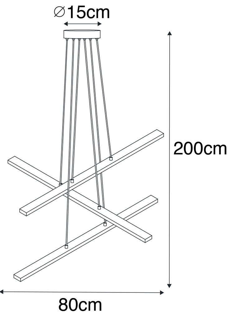 Висяща лампа черна с LED 3-степенна димируема 6-светлина - Jolanta
