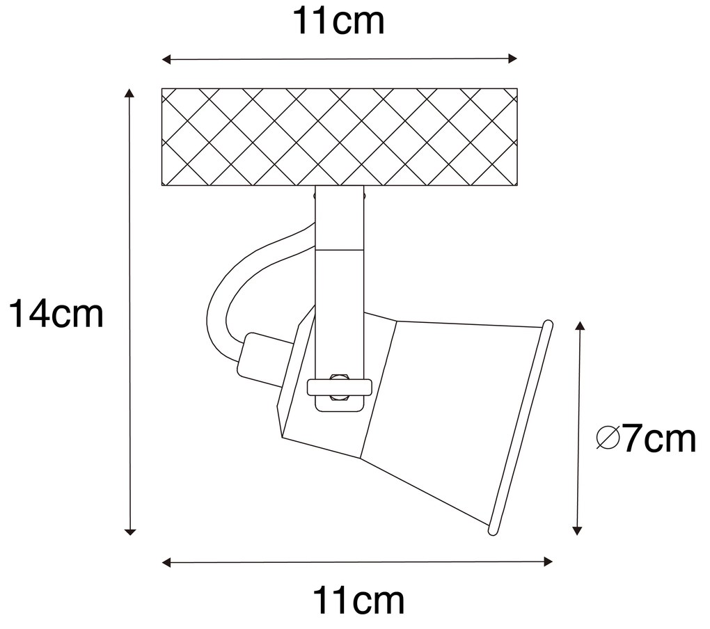 Ръстичен прожектор черен с дърво регулируем - Jelle