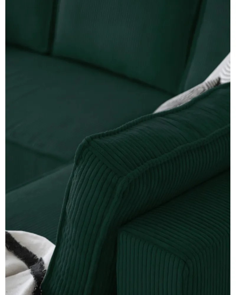 Тъмнозелен разтегателен ъглов диван от рипсено кадифе (десен ъгъл/"U" форма) Brave Dave – Miuform